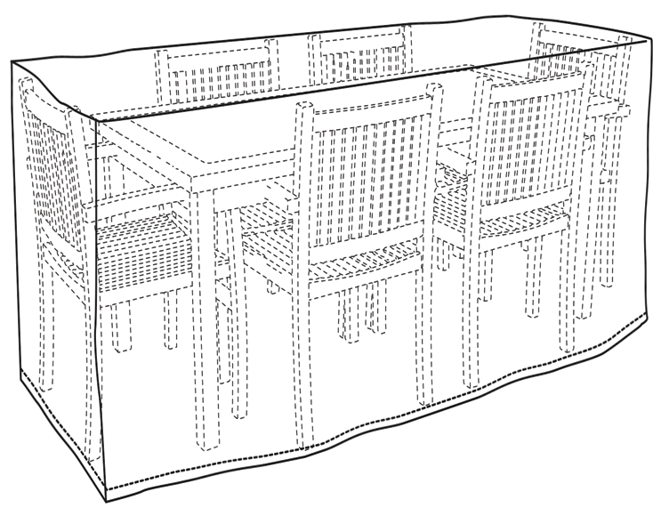 Möbelbox, Gartentisch und Stühle